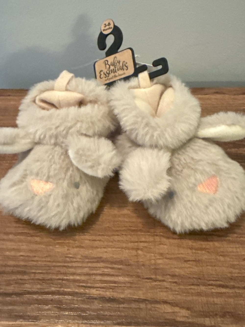 Baby Essentials Cream Faux-Fur Baby Bunny Booties - 3-6M